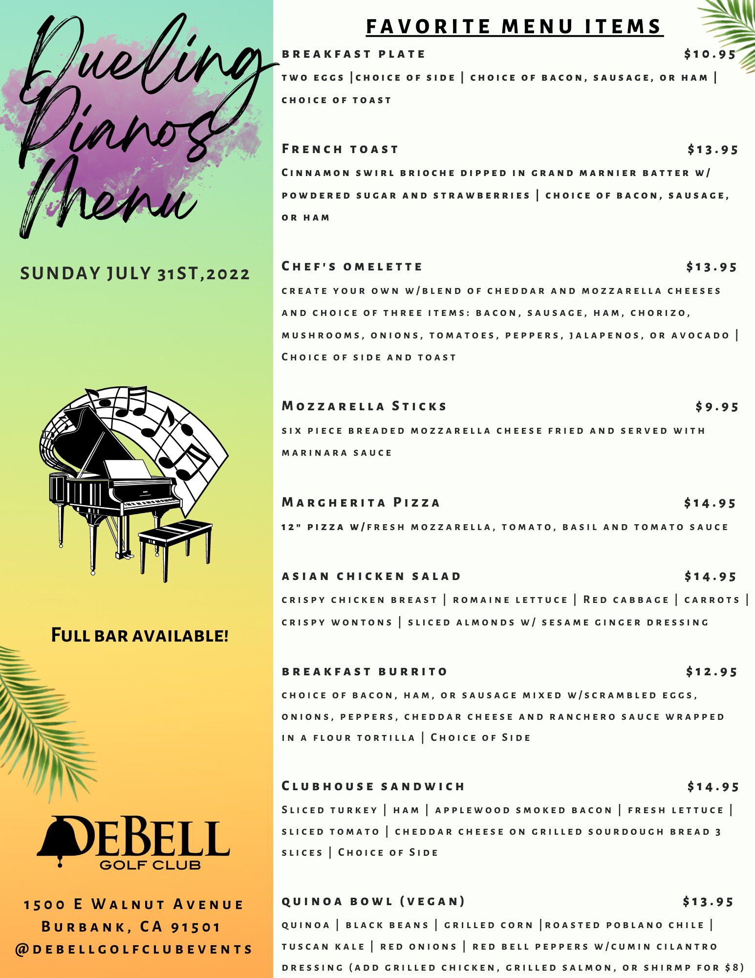 Page 2DeBell Dueling Pianos Menu